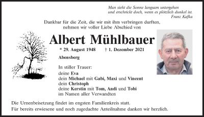 In stiller Trauer: Albert Mühlbauer